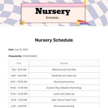 Free Nursery Schedule Template to Edit Online