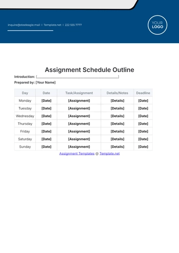 Free Assignment Schedule Layout Template to Edit Online
