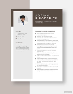 Marketing Communications Associate Resume