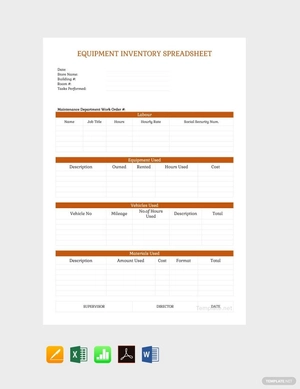 Equipment Inventory Spreadsheet Template