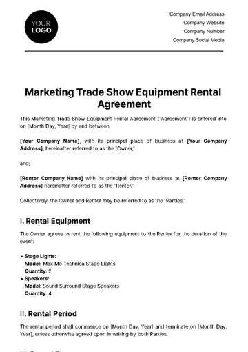 Free Marketing Trade Show Equipment Rental Agreement Template to Edit Online Free Marketing Trade Show Equipment Rental Agreement Template to Edit Online