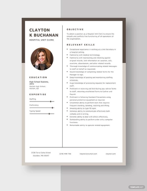 Hospital Unit Clerk Resume