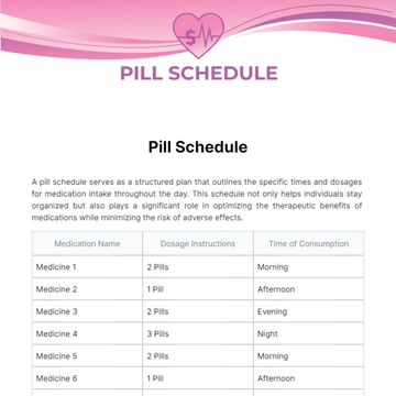Free Pill Schedule Template to Edit Online