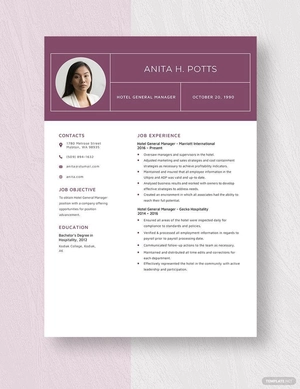 Hotel General Manager Resume