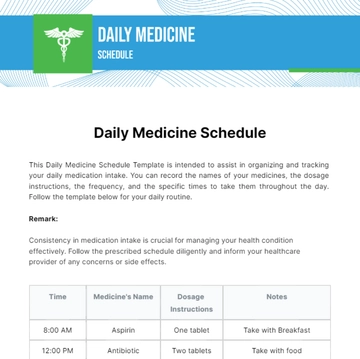 Free Daily Medicine Schedule Template to Edit Online