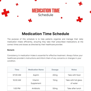 Free Medication Time Schedule Template to Edit Online