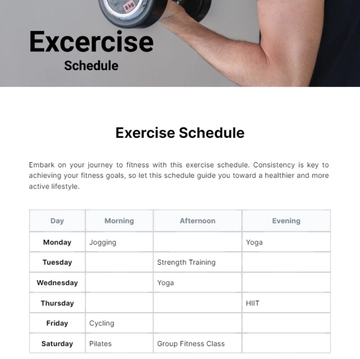Free Exercise Schedule Template to Edit Online