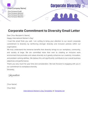 Free Corporate Commitment to Diversity Email Letter Template to Edit Online