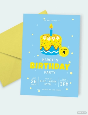 Baby Blue and Gold Invitation Template