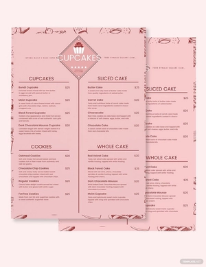 Cupcake Bakery Menu Template