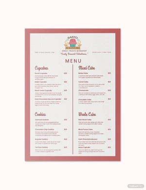 Dessert Bakery Menu Template