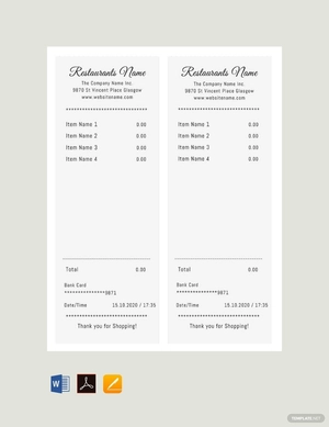 Blank Restaurant Receipt Template