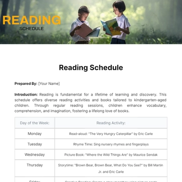 Free Reading Schedule Template to Edit Online
