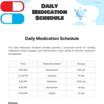 Free Daily Medication Schedule Template to Edit Online