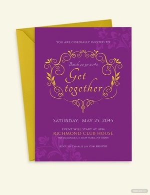 Purple Gold Get Together Invitation Template
