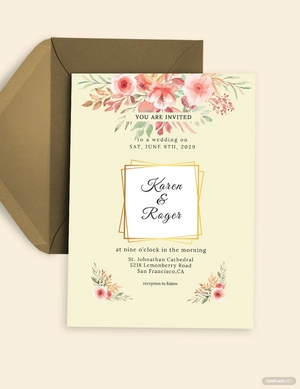 Summer Floral Wedding Invitation Template