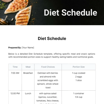 Free Diet Schedule Template to Edit Online