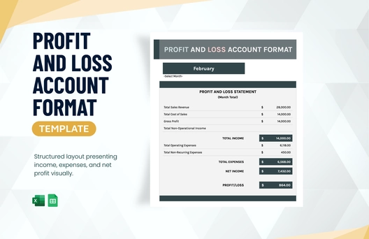 Profit and Loss Account Format Template Profit and Loss Account Format Template