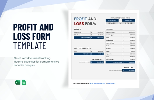 Profit and Loss Form Template
