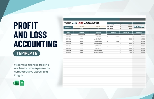 Profit and Loss Accounting Template Profit and Loss Accounting Template