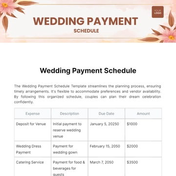 Free Wedding Payment Schedule Template to Edit Online
