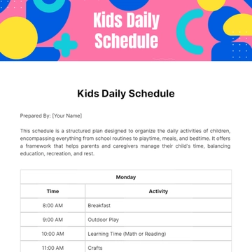 Free Kids Daily Schedule Template to Edit Online