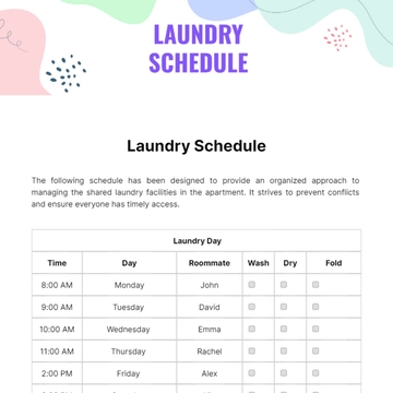Free Laundry Schedule Template to Edit Online