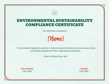 Free Environmental Sustainability Compliance Certificate Template to Edit Online