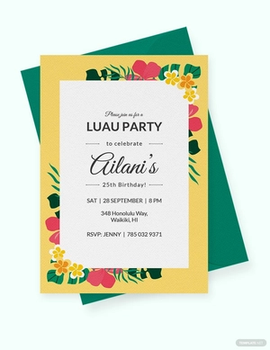 Luau Birthdy Party Invitation Template