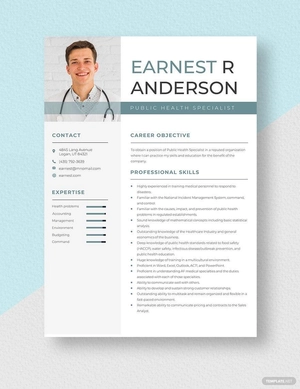 Public Health Specialist Resume