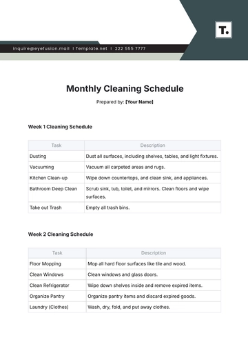 Free Monthly Cleaning Schedule Template to Edit Online