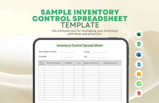 Sample Inventory Control Spreadsheet Template