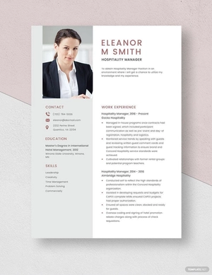 Hospitality Manager Resume