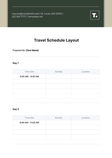 Free Travel Schedule Layout Template to Edit Online