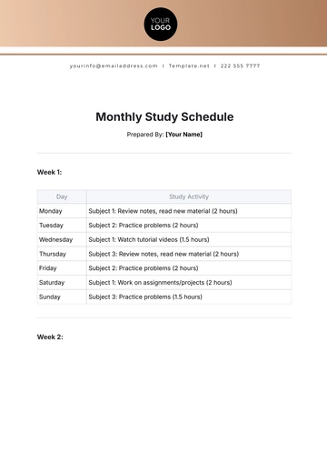 Free Monthly Study Schedule Template to Edit Online
