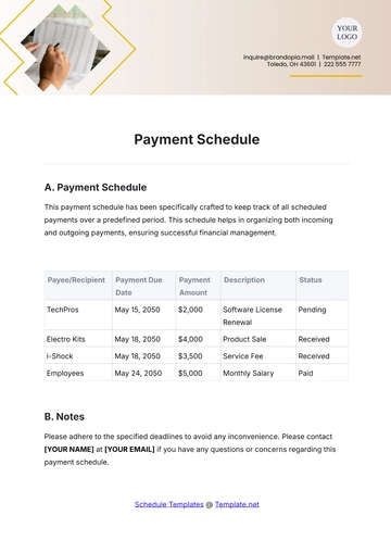 Free Payment Schedule Template to Edit Online