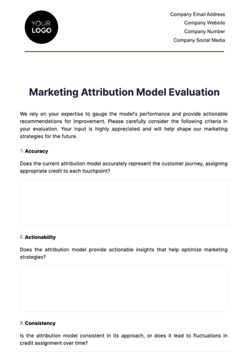 Free Marketing Attribution Model Evaluation Template to Edit Online