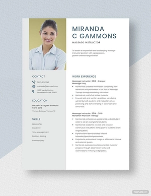 Massage Instructor Resume