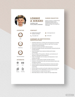 Materials And Metallurgical Engineer Resume
