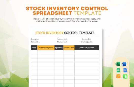 Stock Inventory Control Spreadsheet Template