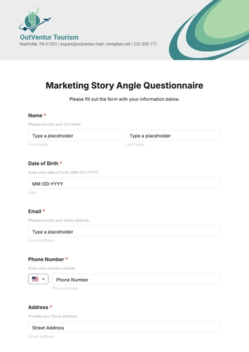 Free Marketing Story Angle Questionnaire Template to Edit Online