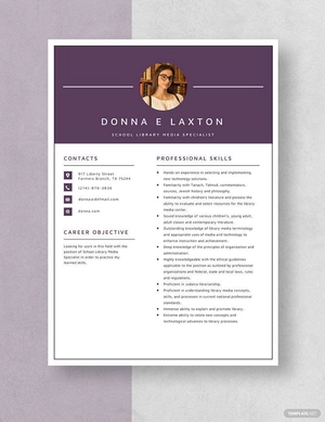 School Library Media Specialist Resume