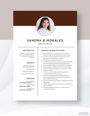 Scientific Officer Resume