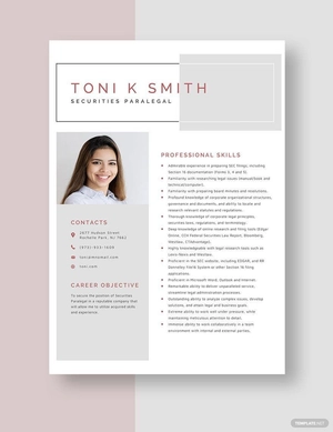 Securities Paralegal Resume