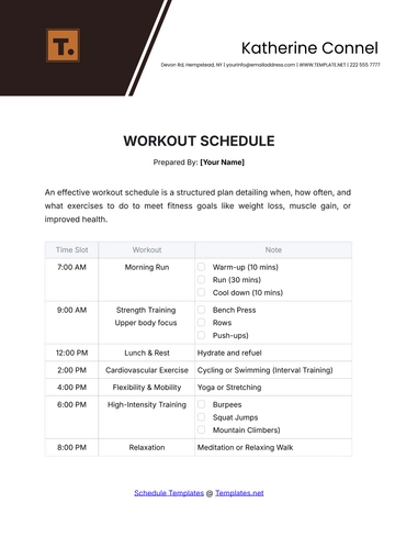Free Workout Schedule Template to Edit Online