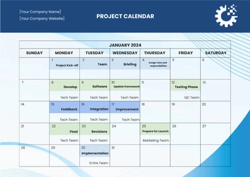 Free Project Calendar Template to Edit Online