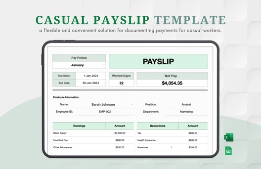 Casual Payslip Template