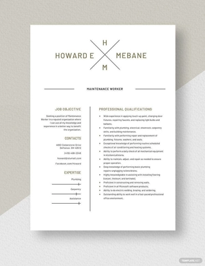 Maintenance Worker Resume