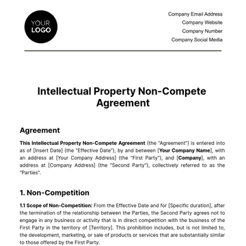 Free Legal Intellectual Property Non-Compete Agreement Template to Edit Online