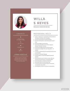 Managing Newspaper Editor Resume